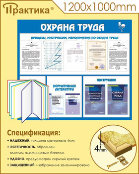 С07 Стенд охрана труда (с перекидной системой) (1300х1000 мм, пластик ПВХ 3 мм, алюминиевый багет золотого цвета) - Стенды - Стенды по охране труда - магазин "Охрана труда и Техника безопасности"